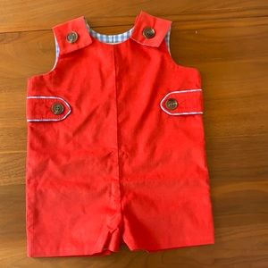 THE BEAUFORT BONNET COMPANY 0-6 months red holiday romper velvet NEW!!!!